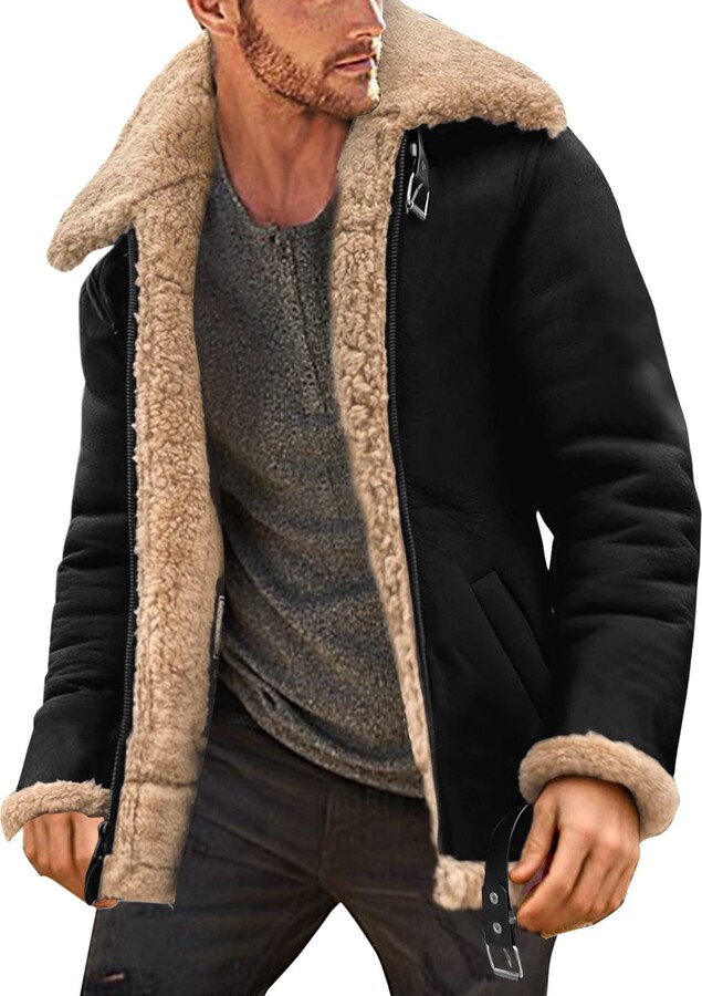 Beokeuioe Men's Corduroy Jacket Army Jacket Fleece Lined Bomber Jacket