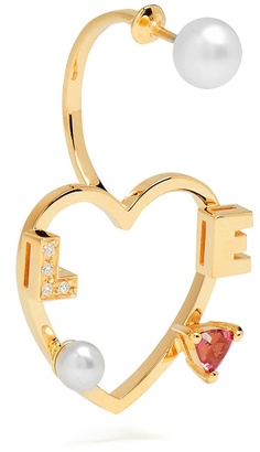 Delfina Delettrez Diamond, rhodolite, pearl & gold single earring