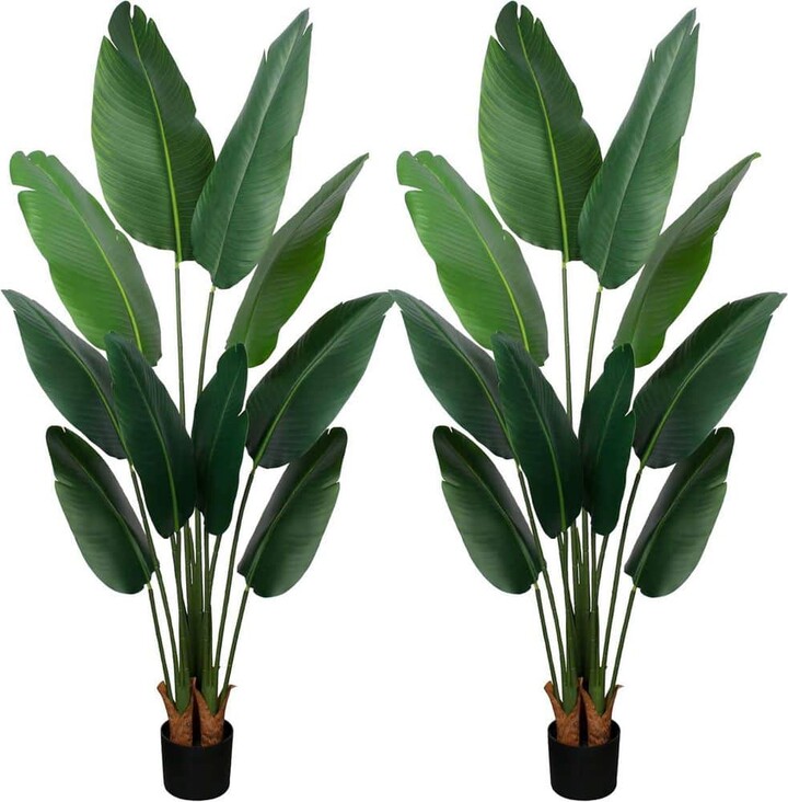 Floworld 5 ft. Artificial Banana Tree in Pot, for IndoorandOutdoor Home Decor-Living Room, Office