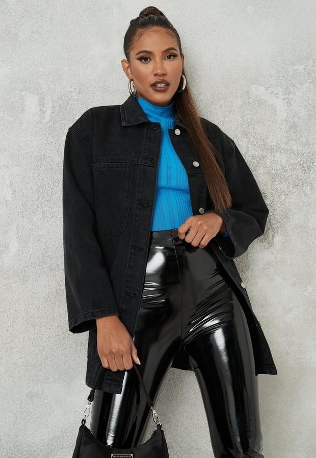 longline black denim jacket