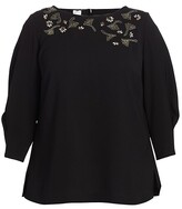Thumbnail for your product : Lafayette 148 New York, Plus Size Caddie Crystal Embellished Boatneck Blouse