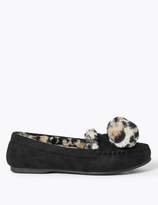 Thumbnail for your product : M&S CollectionMarks and Spencer Pom Pom Moccasin Slippers
