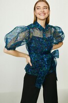 Thumbnail for your product : Coast Animal Printed Organza Short Sleeve Top
