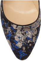 Thumbnail for your product : Jimmy Choo Mitchel metallic lace-covered suede pumps