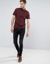 Thumbnail for your product : Farah Foliot Slim Fit Polo With Ditsy Print In Burgundy