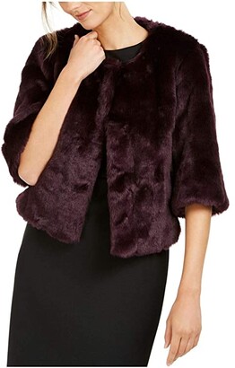 Calvin Klein Women's Solid Faux Fur Shrug - ShopStyle Coats