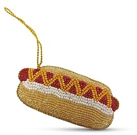 Sudha Pennathur Beaded Hot Dog Ornament