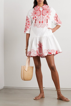 RED Valentino Embroidered Cotton-poplin Mini Dress