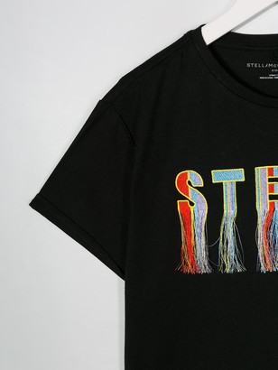 Stella McCartney Kids TEEN fringed-logo T-shirt