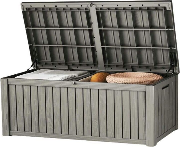 Yardgrace 150 Gal. Gray Outdoor Durable Storage Deck Box