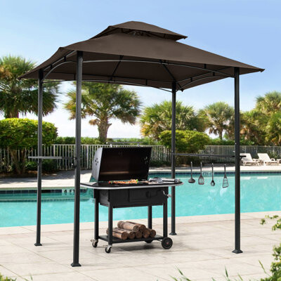 Arlmont & Co. Outdoor Gazebo, With Double Tier Canopy And Dependable Steel Build Construction. Ideal For 3-4 Person Use Grill Gazebo Ft, Shelter Double-tiered Top &