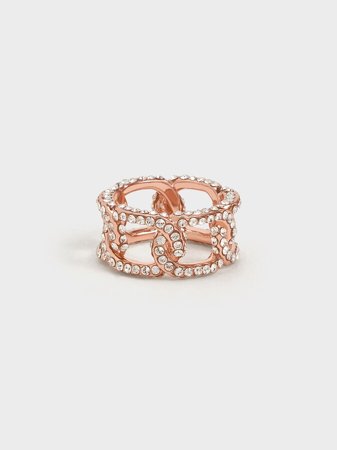 Charles & Keith Gabine Swarovski Crystal Chain-Link Ring