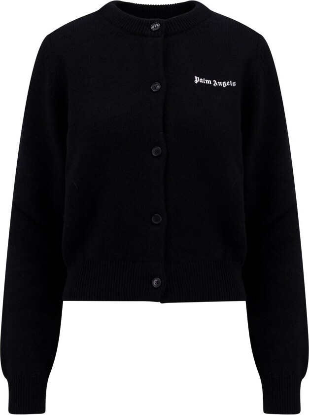 Palm Angels Logo Embroidered Knitted Cardigan