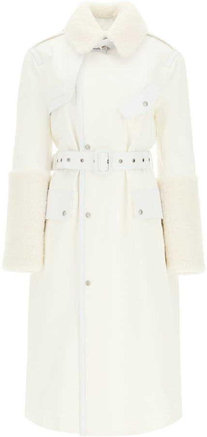 White leather trench coat womens Clearance