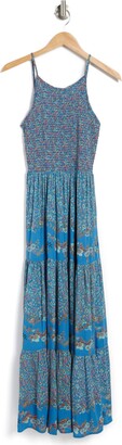 Angie Mied Print Smocked Tiered Maxi Dress