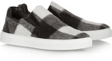Thumbnail for your product : MSGM Checked brushed-felt slip-on sneakers