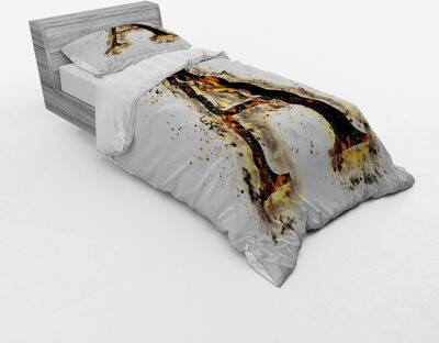 Ambesonne Black/Brown Microfiber Coastal Duvet Cover Set