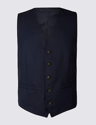 M&S Collection Indigo Textured Regular Fit Waistcoat
