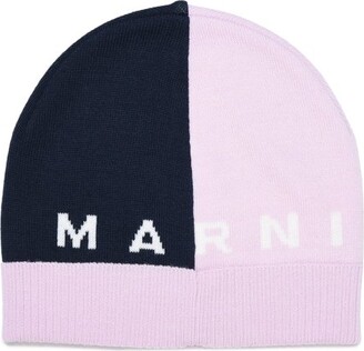 Marni Kids Logo Intarsia-Knit Beanie