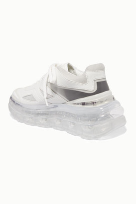SHOES 53045 Bump Air Faux Leather, Mesh And Neoprene Sneakers - White
