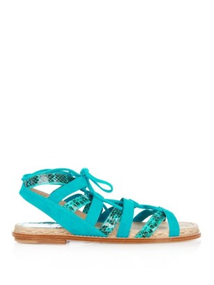 PAUL ANDREW Tempest suede and snakeskin flat sandals