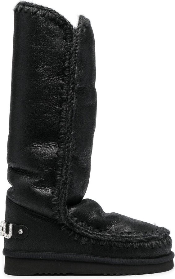 Mou Leather Sole Women's Black Boots | ShopStyle