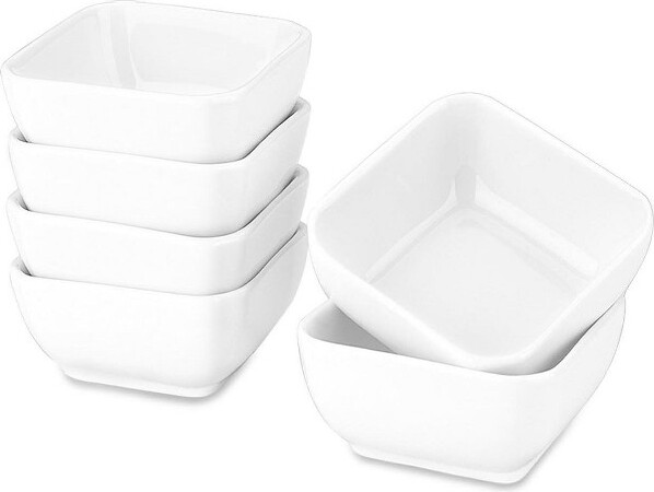 AoiboxUltra-StrongCeramicDipBowlsSetWhiteDippingSauceDishesforTomatoSoyBBQandPartyDinner-Setof6