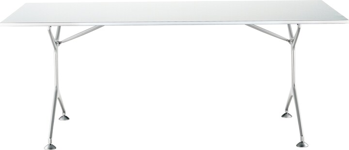 Alias Frametable 190f In White Top With Polished Aluminium Frame By Alberto Meda