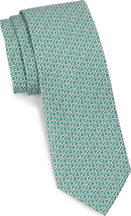 Ferragamo Men's Interlocking Gancini Silk Tie - Blue