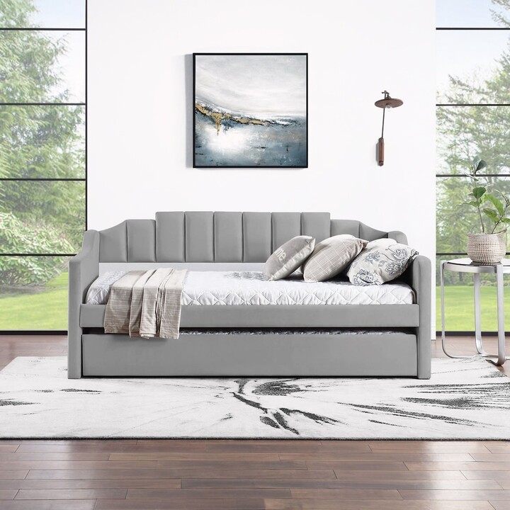 Daybed with Trundle Upholstered Tufted Sofa Bed ShopStyle