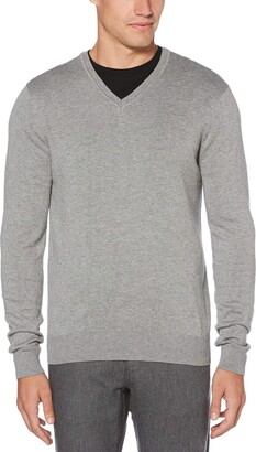 Perry Ellis mens Classic Solid V-neck Sweater