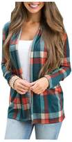 Thumbnail for your product : CutyKids Women Cardigan Plaid Long Sleeve Open Front Elbow Patch Cardigan Blouse