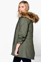 Thumbnail for your product : boohoo Plus Liz 2 In 1 Zip MA1 Parka With Faux Fur Hood