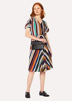 Women's V-Neck 'Expressive Stripe' Print Dress