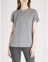 Brunello Cucinelli Bead-embellished stretch-cotton T-shirt