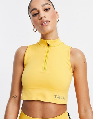 Tala Zahara medium support bra with half zip in yellow - exclusive
