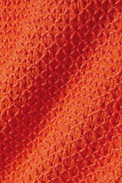 Thumbnail for your product : Alice + Olivia Penelope Strapless Smocked Linen-blend Top - Bright orange