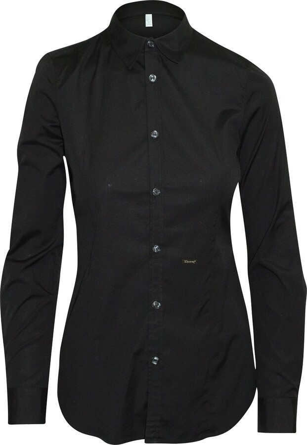 DSQUARED2 Long Sleeve Button Front Shirt in Black Cotton