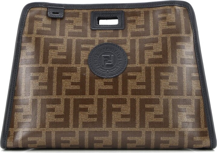 Fendi Brown Zucca Coated Canvas Peekaboo Defender Mini (Authentic Pre-Loved)