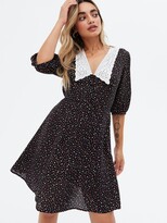 Thumbnail for your product : New Look Petite Black Heart Broderie Collar Mini Dress