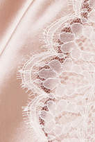 Thumbnail for your product : Carine Gilson Chantilly Lace-trimmed Silk-satin Slip Skirt - Blush