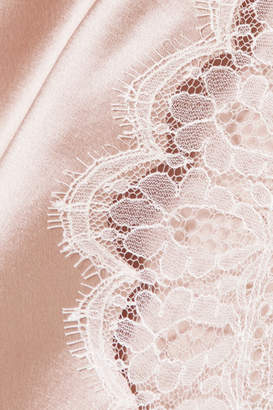 Carine Gilson Chantilly Lace-trimmed Silk-satin Slip Skirt - Blush