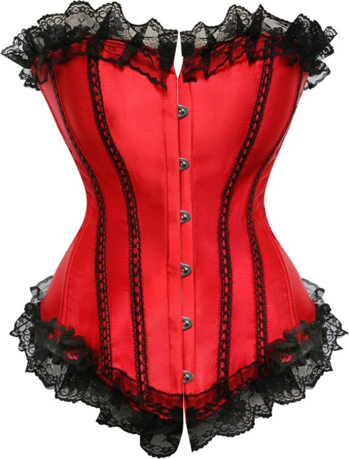 FDJIAJU Women'S Bustiers Corsets Sexy Red Lingerie Renaissance Push