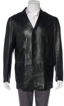 Armani Collezioni Lambskin Button-Up Jacket
