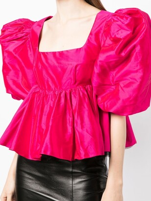 ANOUKI Oversized Puff-Sleeve Silk Blouse