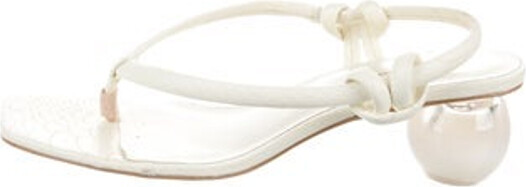 Cult Gaia Leather T-Strap Sandals White Straps Unfortunately due to restrictions this item may not be eligible for shipping in all areas.