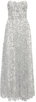 Thumbnail for your product : Monique Lhuillier Floral lace bandeau gown