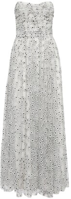 Monique Lhuillier Floral lace bandeau gown