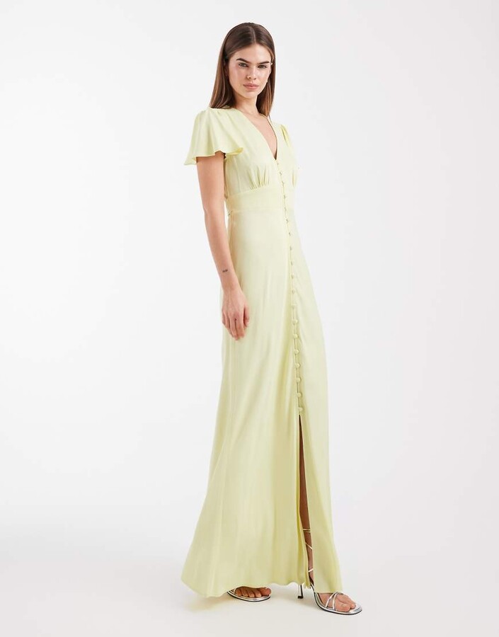 Maids To Measure Bridesmaid button front maxi dress in lemon