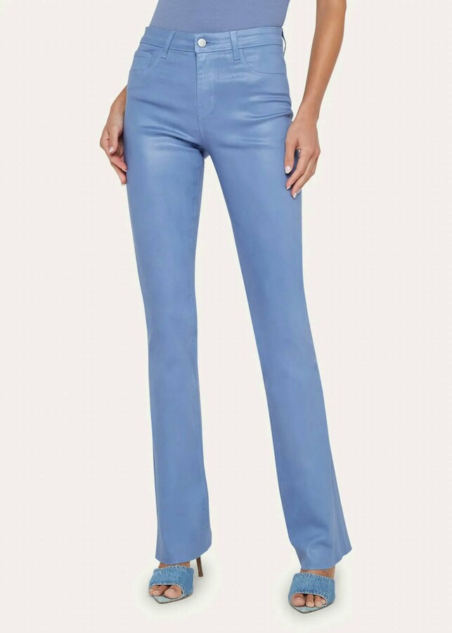 L'Agence Ruth High Rise Straight Raw Hem Jeans In Wild Wind Coated